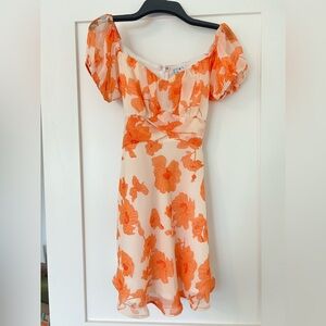 Orange floral mini dress size XS